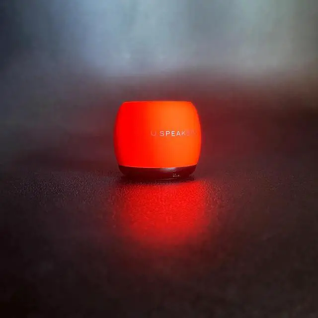 Alt view image 3 of 5 - Fashionit U Speakers Micro Bluetooth Computer Speaker 2-Pack Bundle with Matching Speaker, Built-in Mic & Selfie Remote Control, for Workspace, Desktop, Laptop, Mobile, Tablet, PC - Glow Neon Coral