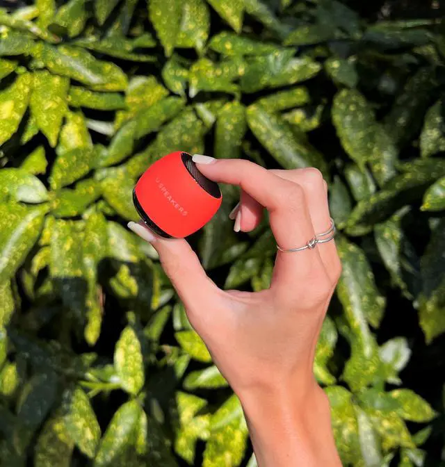 Alt view image 4 of 5 - Fashionit U Speakers Micro Bluetooth Computer Speaker 2-Pack Bundle with Matching Speaker, Built-in Mic & Selfie Remote Control, for Workspace, Desktop, Laptop, Mobile, Tablet, PC - Glow Neon Coral