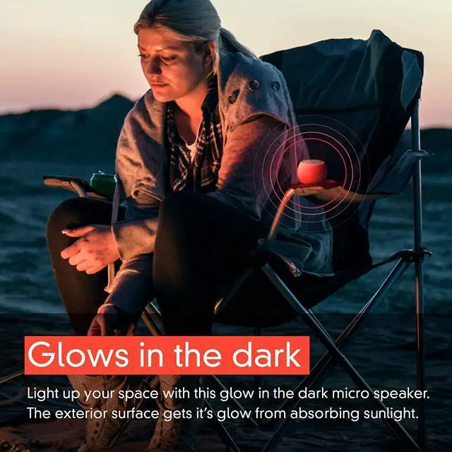 Alt view image 3 of 5 - Fashionit U Speakers Boost Glow in the Dark Water-Resistant Portable Wireless Bluetooth Speaker with Subwoofer, Mic & Selfie Remote Control - Ideal for Travel, Home, & Office - Glow Neon Coral