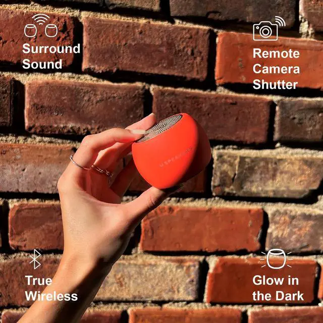 Alt view image 2 of 5 - Fashionit U Speakers Boost Glow in the Dark Water-Resistant Portable Wireless Bluetooth Speaker with Subwoofer, Mic & Selfie Remote Control - Ideal for Travel, Home, & Office - Glow Neon Coral