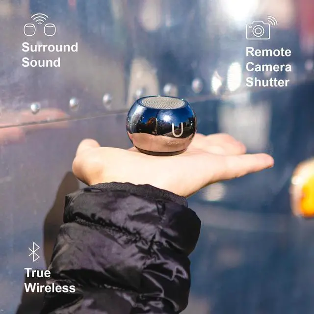 Alt view image 2 of 7 - Fashionit U Speakers Mini Mirror Portable Wireless Bluetooth Speaker with Magnetic Base, Mic & Selfie Remote Control - Ideal for Active Lifestyle, Travel, Home, & Office - Mirror Hematite