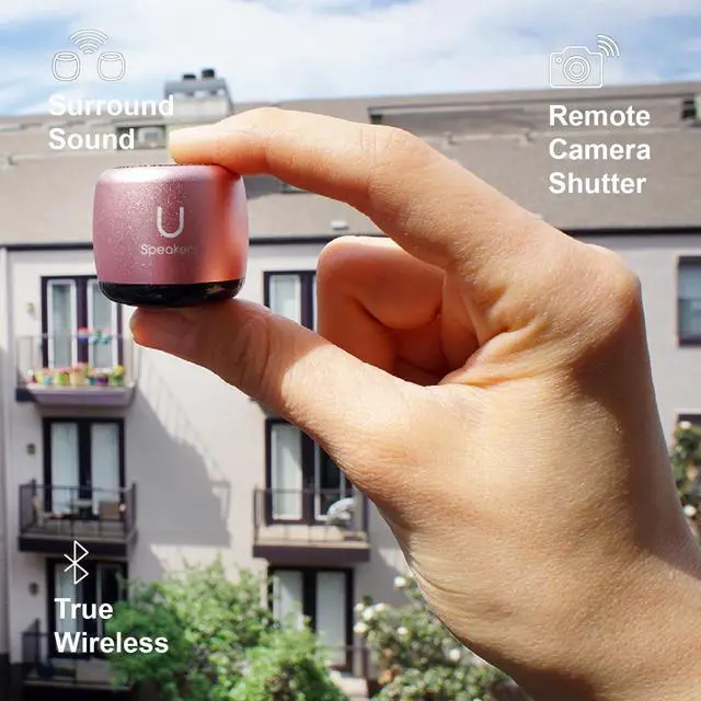 Alt view image 2 of 7 - Fashionit U Speakers Micro Portable Wireless Bluetooth Speaker with Built-In Microphone & Selfie Remote Control - Ideal for Travel, Home, & Office - Pink