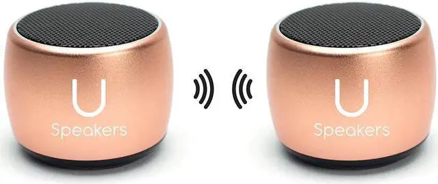 Alt view image 2 of 7 - Fashionit U Speakers Set of 2 Pro Portable Wireless Bluetooth Speakers with Charging Tray, Magnetic Bases, Mics & Selfie Remote Control - Ideal for Active Lifestyle, Travel, Home, & Office - Rose Gold