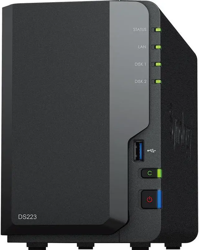 Alt view image 2 of 7 - Synology DiskStation DS223 NAS Server with RTD1619B 1.7GHz CPU, 2GB Memory, 40TB HDD Storage, 1 x 1GbE LAN Port, DSM Operating System