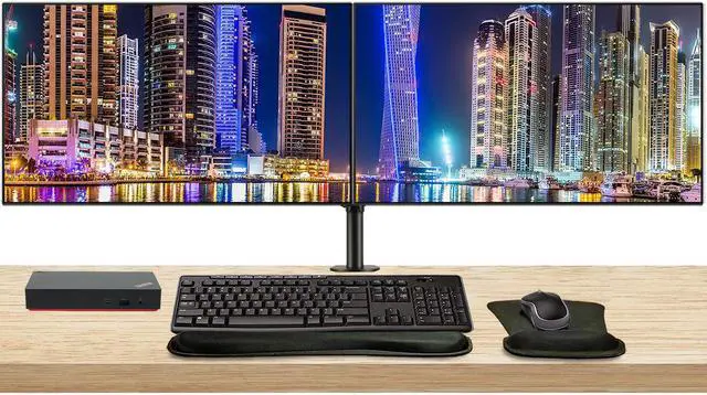 Main image of Lenovo ThinkVision P27q 2560 x 1440 LED QHD LCD Monitor, 2-Pack Bundle with HDMI, DisplayPort, Daisy Chain ready, USB Hub, Dual Monitor Stand, MK270 Wireless Keyboard & Mouse, Gel Mouse & Wrist Pad