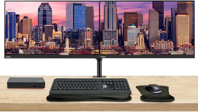 Main image of Lenovo ThinkVision S24e 24-inch 1920 x 1080 LED Backlit Full HD LCD, 2-Pack Bundle with HDMI, VGA, Dual Monitor Stand, ThinkPad Universal USB-C Dock, MK540 Wireless Keyboard & Mouse, Mouse & Wrist Pad
