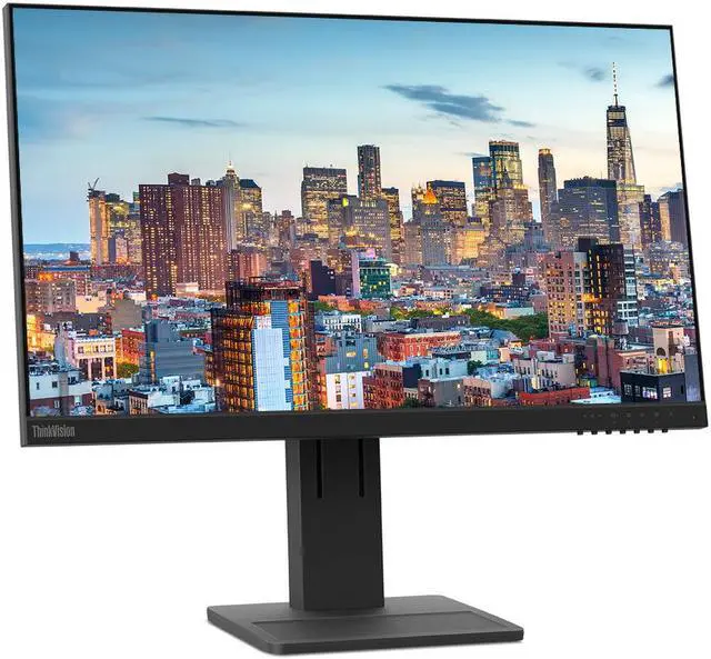 Alt view image 2 of 6 - Lenovo ThinkVision E24 24-inch 1920 x 1080 LED Backlit Full HD LCD Monitor, 2-Pack Bundle with HDMI, VGA, DisplayPort, Integrated Speakers, Desk Mount Dual Monitor Stand