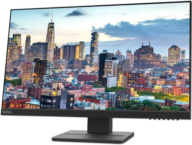 Alt view image 4 of 6 - Lenovo ThinkVision E24 24-inch 1920 x 1080 LED Backlit Full HD LCD Monitor, 2-Pack Bundle with HDMI, VGA, DisplayPort, Integrated Speakers, Desk Mount Dual Monitor Stand