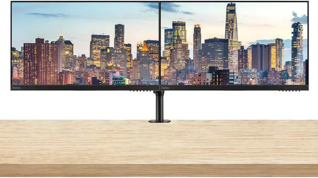 Main image of Lenovo ThinkVision E24 24-inch 1920 x 1080 LED Backlit Full HD LCD Monitor, 2-Pack Bundle with HDMI, VGA, DisplayPort, Integrated Speakers, Desk Mount Dual Monitor Stand