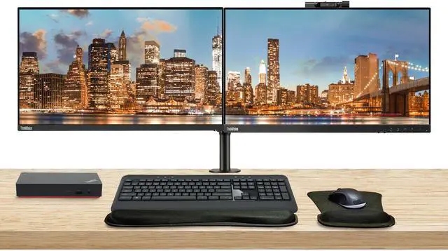 Main image of Lenovo ThinkVision T24v 24-inch, 2-Pack Bundle with T24i, HDMI, DisplayPort, Webcam, Speaker, Microphone, Dual Monitor Stand, ThinkPad USB-C Dock, MK540 Wireless Keyboard & Mouse, Mouse & Wrist Pad