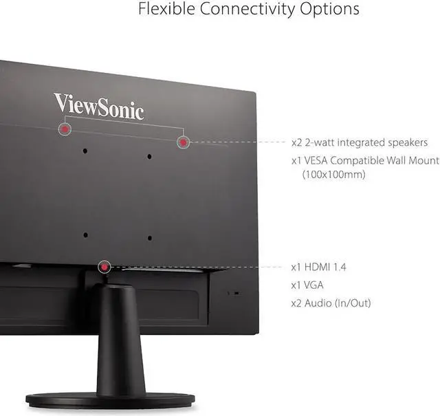 Alt view image 5 of 5 - ViewSonic VA2447-MH 24-inch 1920x1080 Full HD LCD IPS Monitor, 2-Pack Bundle with Ultra-Thin Bezel, FreeSync, Eye Care, HDMI, VGA, Speakers