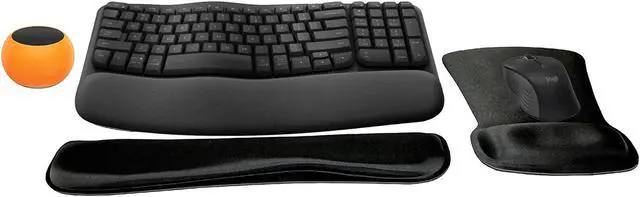 Main image of Logitech MK670 Comfort Wave Wireless Keyboard & Mouse Combo Home Office Active Lifestyle Modern Bundle with Mini Glow in the Dark Portable Wireless Bluetooth Speaker, Gel Wrist Pad & Gel Mouse Pad