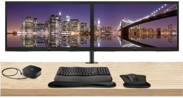 Main image of HP P22v G5 22 inch 1920 x 1080 Full HD Edge LED LCD Monitor, 2-Pack Bundle with HDMI, VGA, Stand, MK670 Wireless Keyboard and Mouse, Wrist Pad, and USB-C Dock
