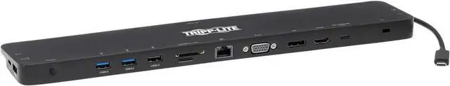 Main image of Tripp Lite USB-C Dock Triple Display 4K 100W Workstation Bundle, VGA, HDMI, USB-C, DisplayPort, USB, SD Card, Ethernet
