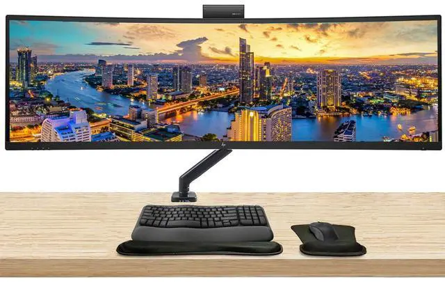 Main image of HP Series 5 Pro 549pm 49 inch 5120 x 1440 DQHD Curved Monitor, with Full Dock, Ethernet, HDMI, DisplayPort, USB-C, Speaker, MK670 Wireless Keyboard and Mouse, Wrist Pad, and Stand