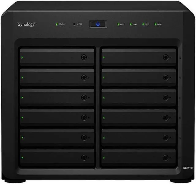 Main image of Synology DiskStation DS2419+ iSCSI NAS Server with Intel Atom 2.1GHz CPU, 16GB Memory, 48TB HDD Storage, DSM Operating System