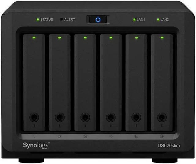 Main image of Synology DiskStation DS620slim iSCSI NAS Server with Intel Celeron Up to 2.5GHz CPU, 6GB Memory, 8TB (4 x 2TB) SSD Storage, DSM Operating System