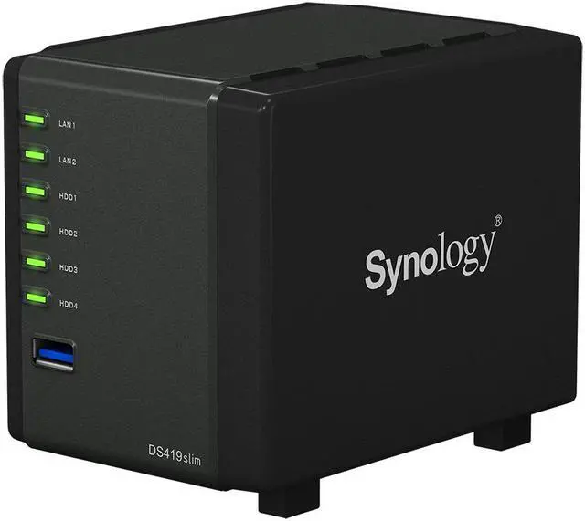 Alt view image 2 of 5 - Synology DiskStation DS419slim Compact Desktop NAS Server, Marvell Armada 385 88F6820, 512MB DDR3 Synology SDRAM, 8TB SATA HDDs, Synology DSM Software