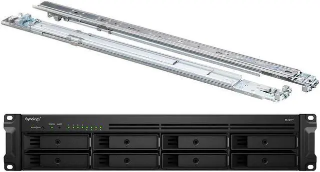 Main image of Synology RackStation RS1219+ NAS Server Bundle with Rail Kit, Intel Atom C2538 Quad-Core, 8GB DDR3 Synology SDRAM, 1TB SSD, 24TB SATA HDD, Synology DSM Software