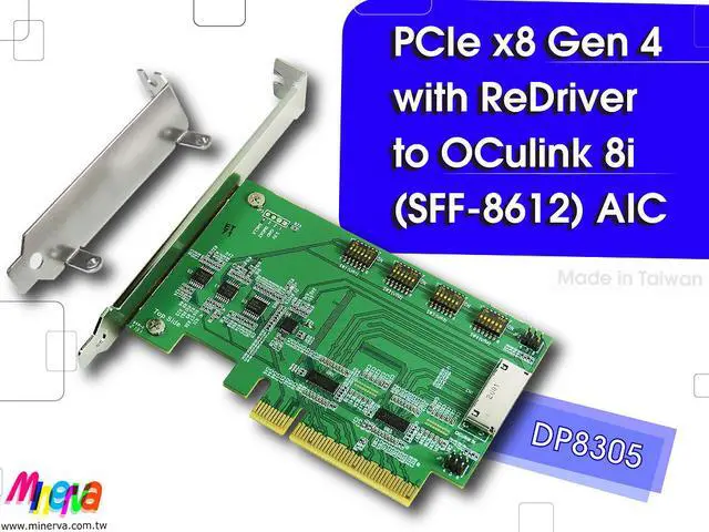 Main image of PCIe x8 Gen 4 with ReDriver to SFF-8612 8i AIC , supports bifurcation