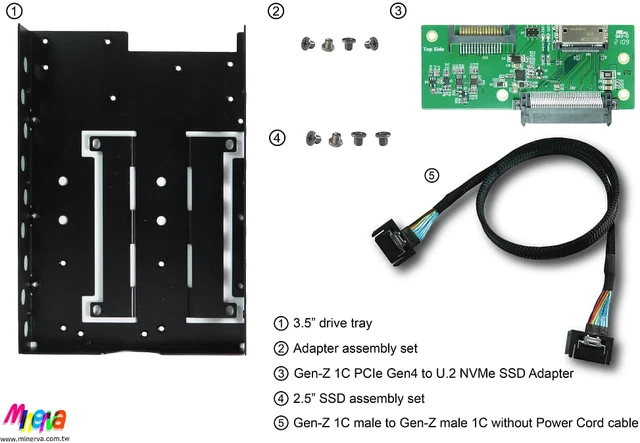 Alt view image 6 of 6 - Gen-Z 1C PCIe 4.0 to U.2 NVMe SSD with 3.5" Enclosure & Gen-Z 1C Male to Gen-Z 1C Male/PCIe Gen4, without Power Cord Cable, 50cm