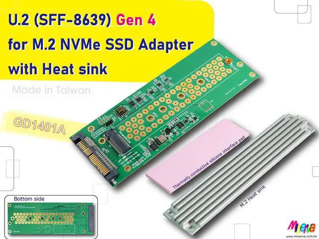 Main image of SFF-8639 PCIe 4.0 to M.2 SSD (22x110mm), Support Sideband 3.3V or 1.8V Switching