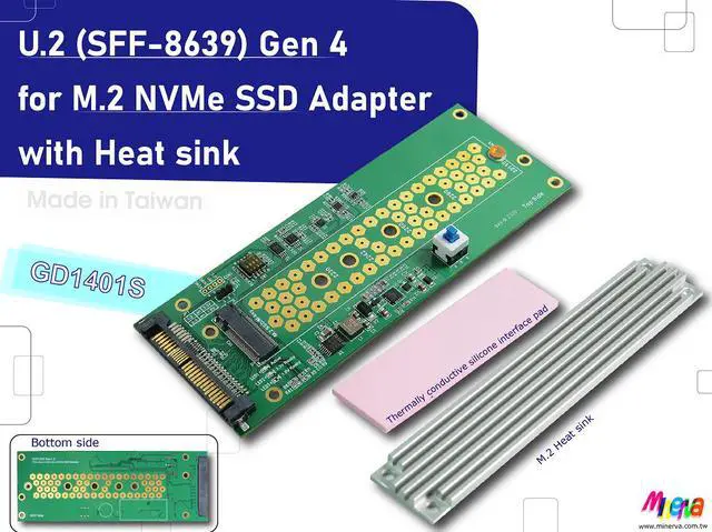 Main image of U.2 PCIe 4.0 to M.2 (22x110mm), Support Sideband 3.3V or 1.8V Switching