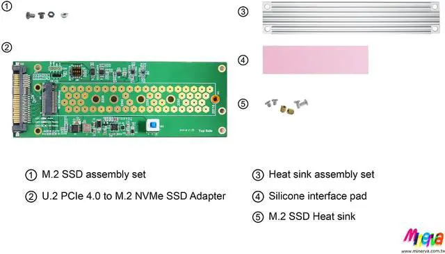 Alt view image 5 of 5 - U.2 PCIe 4.0 to M.2 (22x110mm) with Hot Plug Power protection IC