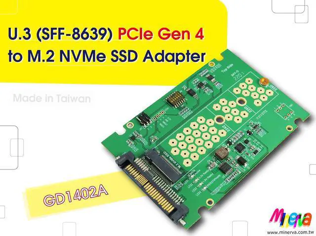 Main image of U.3 (SFF-8639) PCIe Gen4 to M.2 NVMe SSD (22x80mm) Adapter
