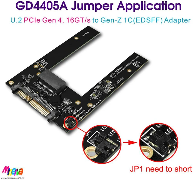 Alt view image 4 of 7 - U.2 PCIe Gen4 to EDSFF (Gen-Z) 1C Adapter for Intel DC P4511 E1.S EDSFF & SlimSAS 4i (SFF-8654) to U.2 (SFF-8639) Cable, 100cm KIT