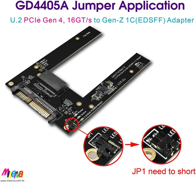 Alt view image 4 of 7 - U.2 PCIe Gen4 to EDSFF (Gen-Z) 1C Adapter for SFF-TA-1006 Form Factor & SlimSAS 4i (SFF-8654) to U.2 (SFF-8639) Cable, 100cm KIT