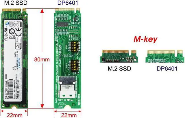 Alt view image 5 of 5 - M.2 M-key PCIe Gen 4 with ReDriver for SlimSAS 4i Adapter