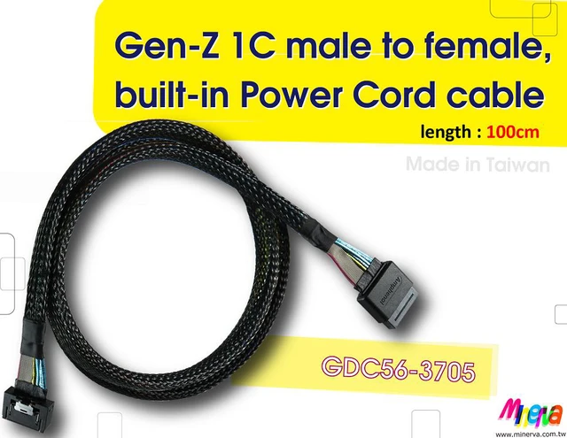 Main image of SFF-TA-1002 Male to Female, built-in Power Cord with PWRDIS & PWRBRK#, 100cm Cable