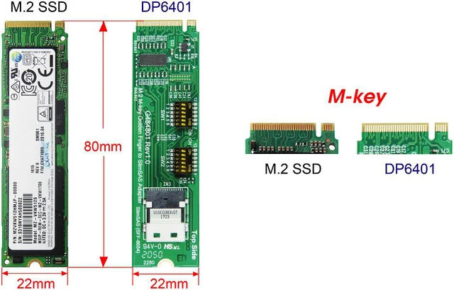 Alt view image 5 of 5 - M.2 M-key PCIe Gen 4 with ReDriver to SlimSAS 4i & Gen4 SlimSAS 4i to U.2 (SFF-8639) Cable, 100cm KIT