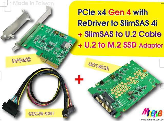 Micro SATA Cables|PCIe X4 Gen4 With ReDriver To OCulink 4i