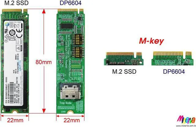 Alt view image 7 of 7 - M.2 M-key PCIe Gen 4 with ReDriver for MCIO 38P