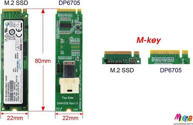 Alt view image 6 of 6 - M.2 M-key PCIe Gen4 with ReDriver for MiniSAS-HD(SFF-8673) 4X