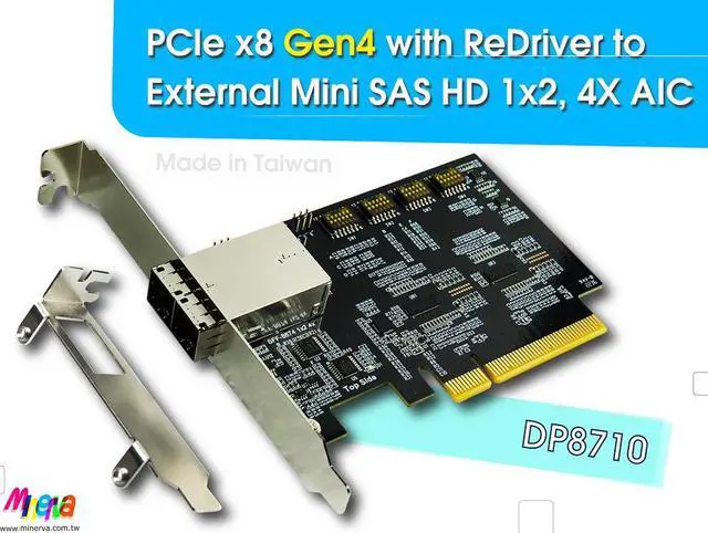 Alt view image 2 of 6 - PCIe x8 Gen4 with ReDriver to SFF-8674 8x(Mini SAS HD), signals ESD protection