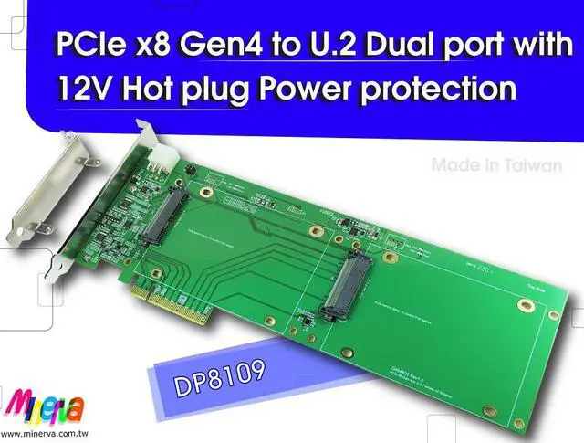 Alt view image 2 of 5 - PCIe x8 Gen4 to U.2 Dual port with 12V Hot plug Power protection