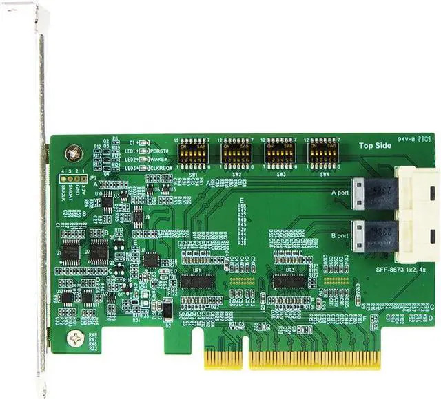 Main image of PCIe x8 Gen4 with ReDriver to SFF-8673 8x(Mini SAS HD), signals ESD protection