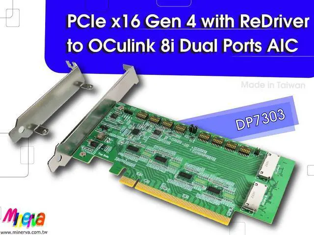 Alt view image 2 of 5 - PCIe x16 Gen4 with ReDriver to OCulink 8i Dual port, supports bifurcation