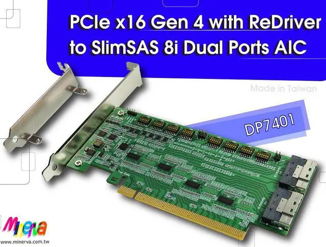 Alt view image 2 of 6 - PCIe x16 Gen 4 with ReDriver to SFF-8654 8i x2, supports bifurcation