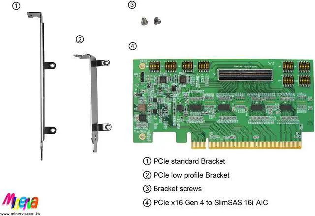 Alt view image 5 of 5 - PCIe x16 Gen 4 with ReDriver to SlimSAS 16i for NVIDIA GeForce RTX 3080 GPU