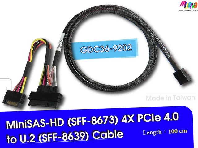 Main image of Mini SAS HD 4x (SFF-8673) PCIe 4.0 to U.2 (SFF-8639) cable, 100cm