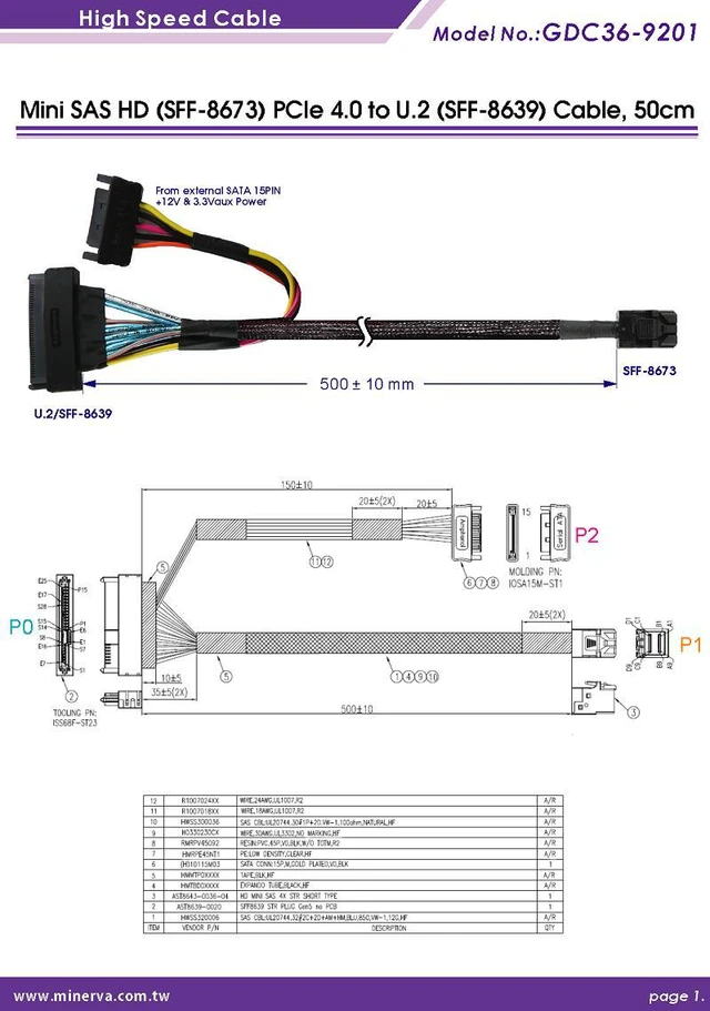 Alt view image 6 of 7 - PCIe x4 Gen4 with ReDriver to MINI SAS HD 4X (SFF-8673) & MINI SAS HD 4X to U.2, 50cm cable
