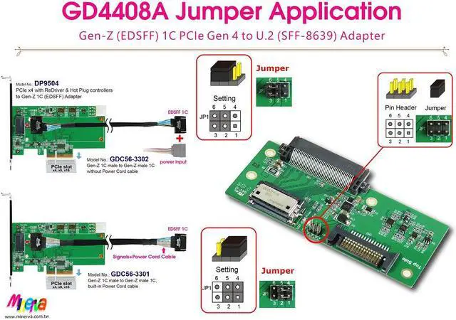 Alt view image 3 of 3 - SFF-TA-1009, SFF-TA-1020 to U.2(SFF-8639) Adapter with Hot Swap Power Protection
