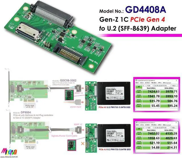 Main image of SFF-TA-1009, SFF-TA-1020 to U.2(SFF-8639) Adapter with Hot Swap Power Protection