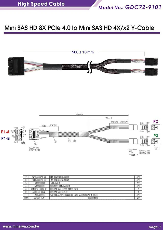 Alt view image 6 of 7 - PCIe x16 Gen4 with ReDriver to SFF-8673 1x2, 4X dual port AIC & SFF-8673 8X to SFF-8473 4X, x2 Y Cable x2pcs, 50cm