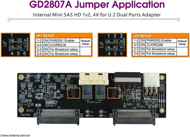 Alt view image 7 of 7 - PCIe x8 Gen4 with ReDriver to Internal Mini SAS HD 1x2, 4X AIC & Mini SAS HD 8X to Mini SAS HD 4X, x2 Cable, 50cm & Mini SAS HD 8X to U.2 dual port