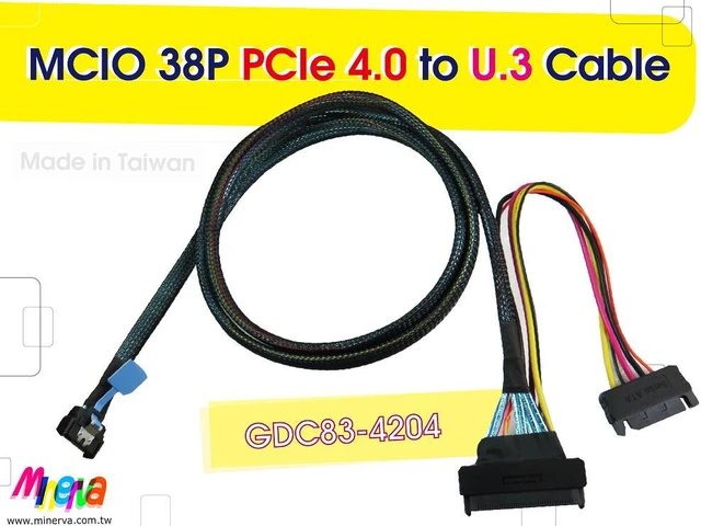 Main image of MCIO 38P PCIe 4.0 to U.3 (SFF-8639) Cable, 100cm